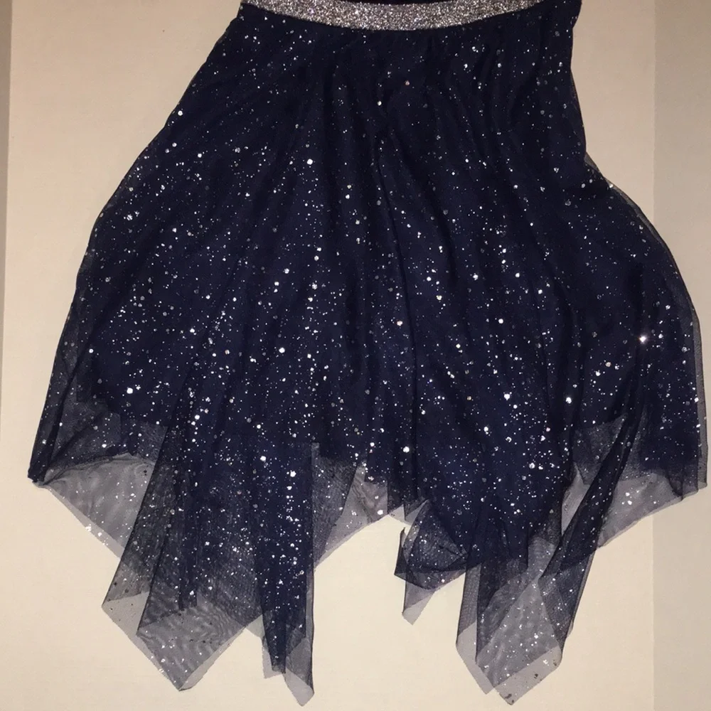 NWT The Children's Place Navy Velvet & Sparkle Tulle Party Dress | size 10/12